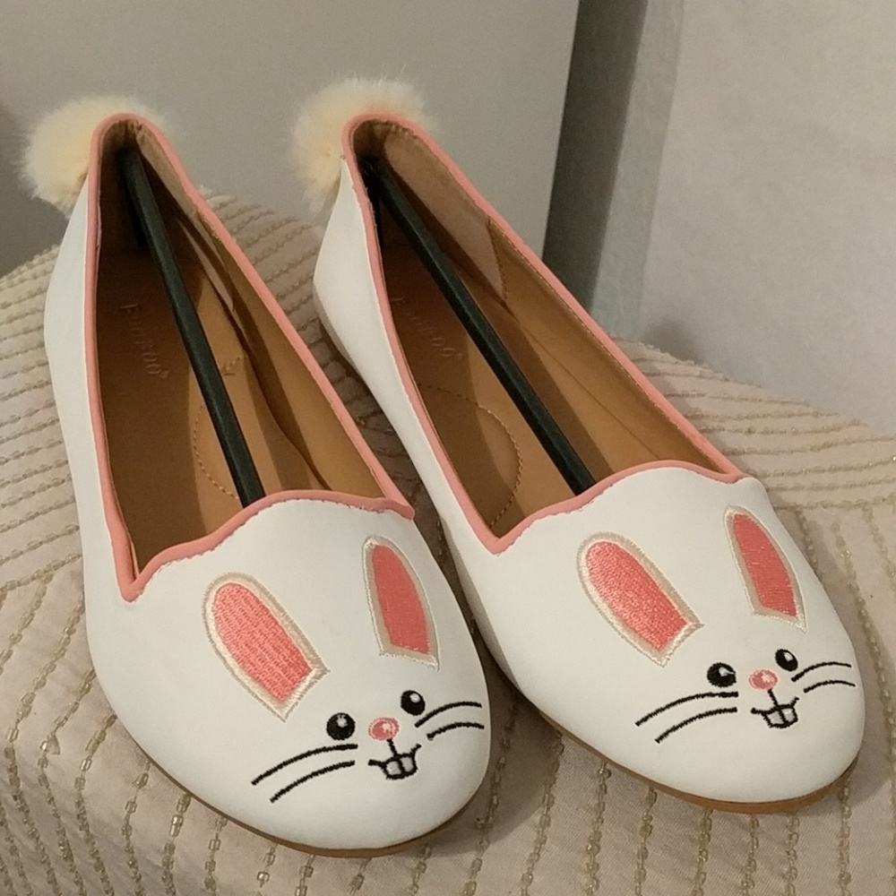 Bamboo Bunny Rabbit Embroidered Flats